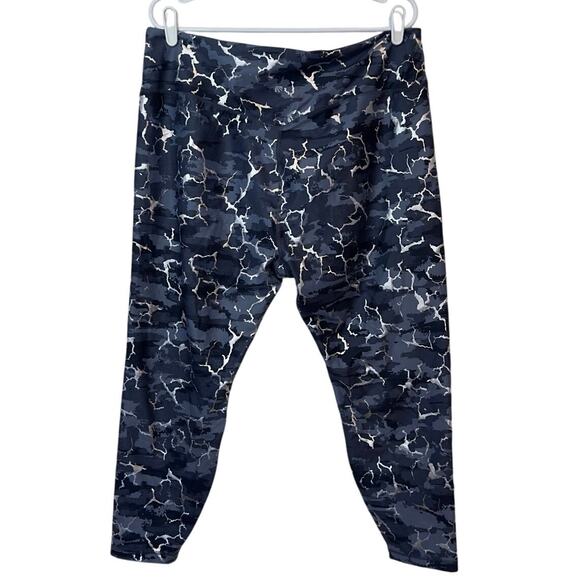 NWT Marika Ombré Blue Crackle Foil Zen Ankle Contender Luxe Leggings Size 2X - Picture 2 of 8